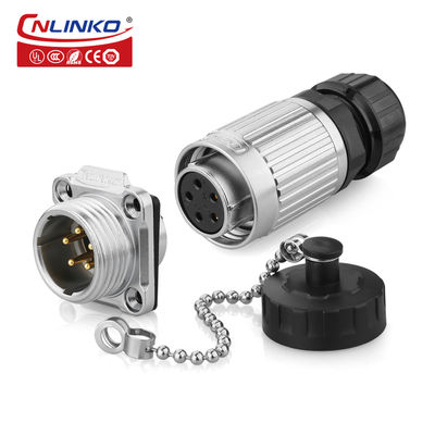Conector de 5 pines de panel de montaje masculino femenino, CNLINKO YW-20 5 pines de conector de conector de metal de enchufe a conector industrial